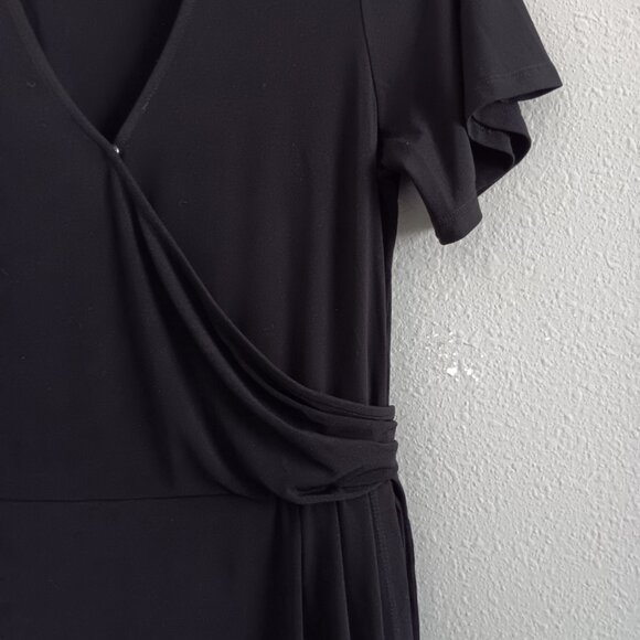 Susan Graver Regular Liquid Knit Faux Wrap Dress - Black Sz S a64628 - Picture 4 of 5